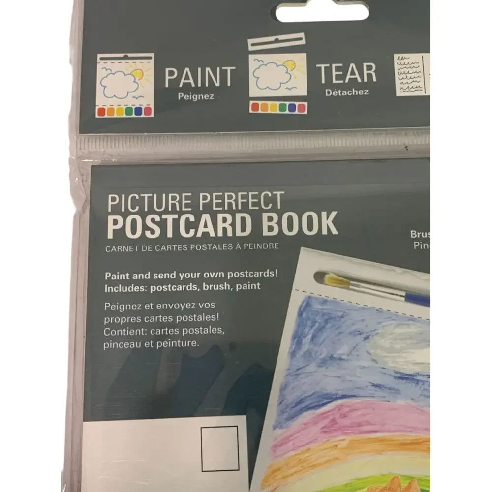 Kikkerland Picture Perfect Postcard Book 25 Postcards Paint Tear Send